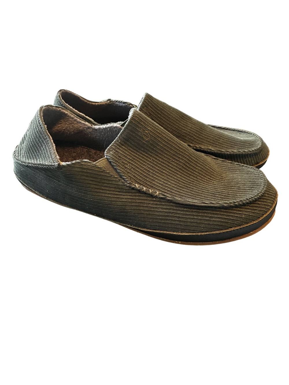 OluKai Moloa ‘Ie Corduroy Slippers Men’s 10 Nori Green Moccasin